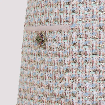 Valentino Womens Multicolor. Embellished Short-sleeves Woven Mini Dress In Pink
