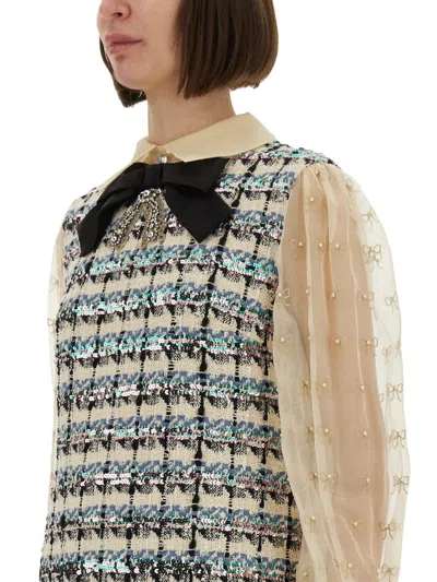 Valentino Embroidered Tweed Dress
