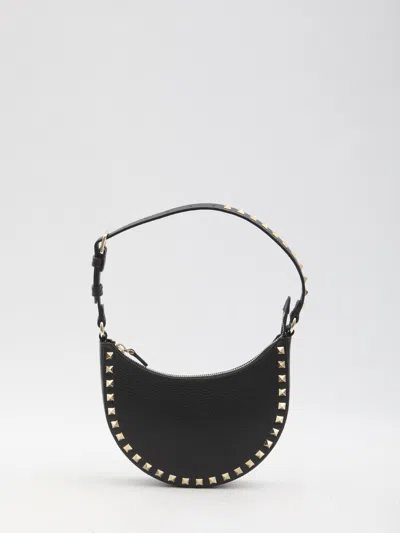 Valentino Mini Rockstud Hobo Bag In Black