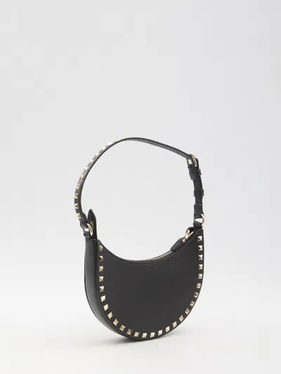 Valentino Mini Rockstud Hobo Bag In Black