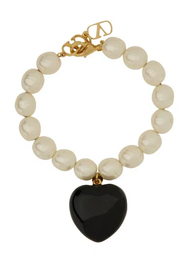 Valentino Garavani Ivory Pearls Coeur Royal Bracelet