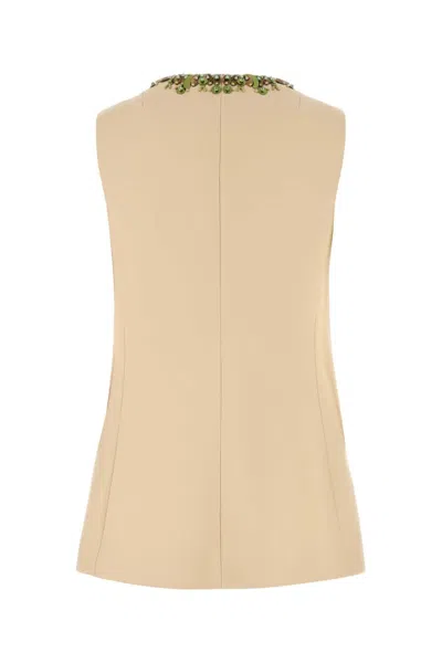 Valentino Garavani Women Cream Wool Blend Vest