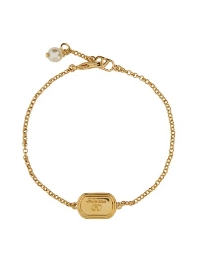 Valentino Chain Link Pearl Bracelet In Gold