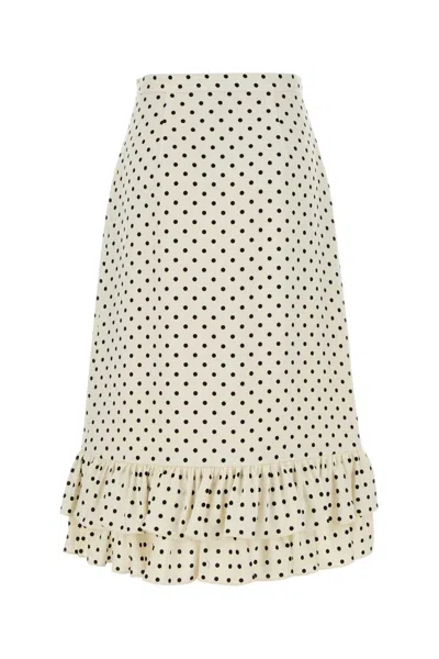 Valentino Ivory Polka-dot Skirt With Ruffles