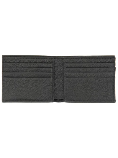 Valentino Black Leather Card Holder In Black