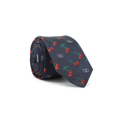 Valentino Adjustable Cherry Pattern Silk Tie