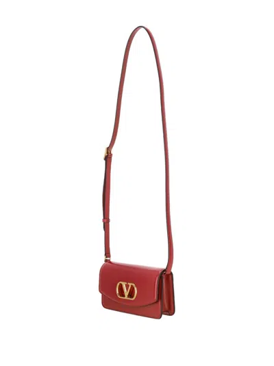 Valentino Crossbody Bags With Gold-tone Hardware And Chain Strap In Red