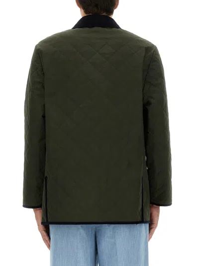 Valentino Garavani Olive Quilted Jacket With Vlogo Patch