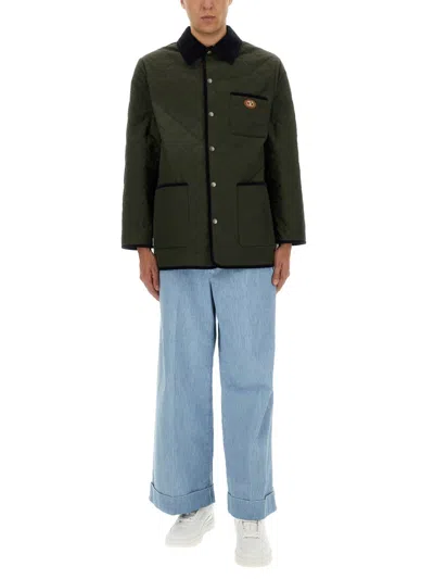 Valentino Garavani Olive Quilted Jacket With Vlogo Patch