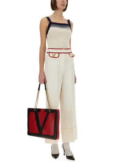 Valentino Ivory Trousers With Gold V