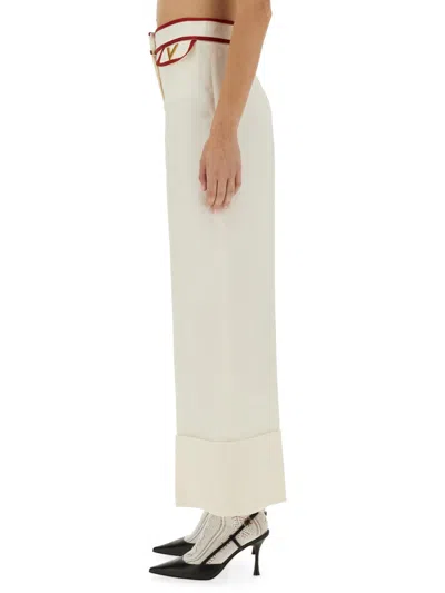 Valentino Ivory Trousers With Gold V