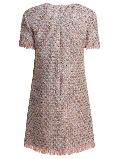 Valentino Womens Multicolor. Embellished Short-sleeves Woven Mini Dress In Pink