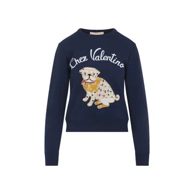 Valentino Cotton Sweatshirt In Blue
