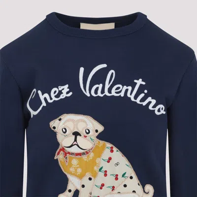 Valentino Cotton Sweatshirt In Blue
