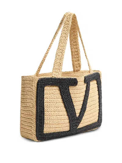 Valentino Garavani Garavani Viva Superstar Small Pouch In Synthetic Raffia Woman Natural Uni