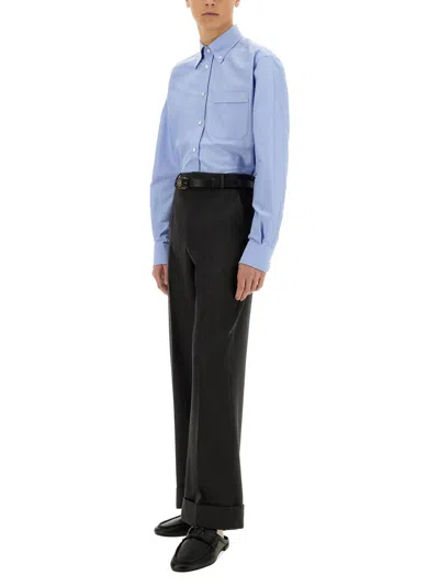 Valentino Camicia Maniche Lunghe Vlogo Signature Shirts Light Blue In Blue