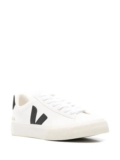 Veja Campo White And Black Low Top Sneakers In Vegan Leather Unisex In White