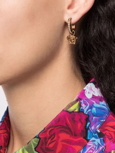Versace Crystal La Medusa Hoop Earrings