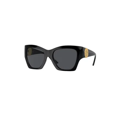 Versace Rectangular Cat Eye Sunglasses, 54mm In Black