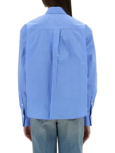 Victoria Beckham Shirt Cropped Long Sleeves In Blue