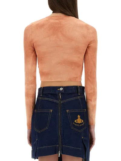 Vivienne Westwood Cropped Ribbed V-neck Slim Fit Top