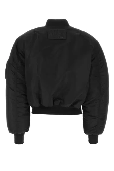 Vtmnts Nylon Bomber With Padded Shoulders And Utility Pocket In Black