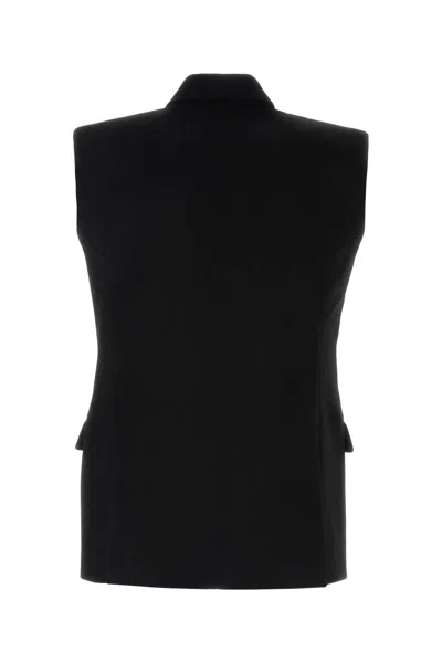 Vtmnts Sleeveless Wool Blazer With Padded Shoulders