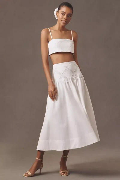 Hemant & Nandita Linen Blend Lace Patch Midi Skirt