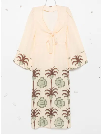 Johanna Ortiz Sailing Flags Midi Dress In Neutral