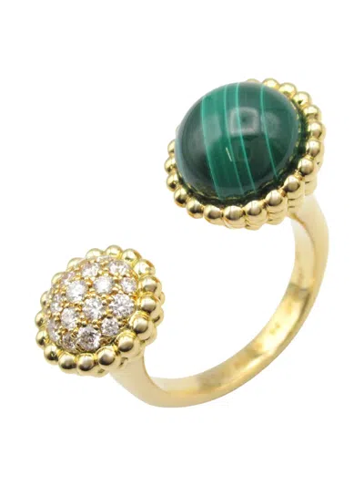 Pre-owned Van Cleef & Arpels 2010s 18k Yellow Gold Couleurs Entre Les Doigts Malachite And Diamond Ring