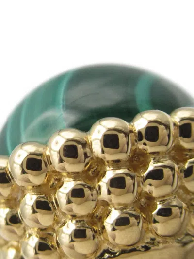 Pre-owned Van Cleef & Arpels 2010s 18k Yellow Gold Couleurs Entre Les Doigts Malachite And Diamond Ring
