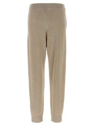 Brunello Cucinelli Ribbed Texture Elastic Waistband Trousers In Brown