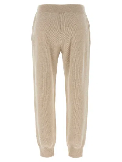 Brunello Cucinelli Ribbed Texture Elastic Waistband Trousers In Brown