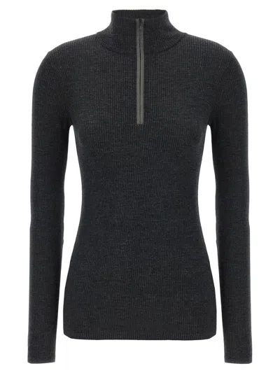 Brunello Cucinelli Wolf Knitwear Mock Neck Long Sleeves In Gray