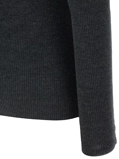 Brunello Cucinelli Wolf Knitwear Mock Neck Long Sleeves In Gray