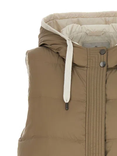 Brunello Cucinelli Goose Feather Padded Vest With Hood
