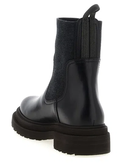Brunello Cucinelli Precious Loop Detail Ankle Boots In Black