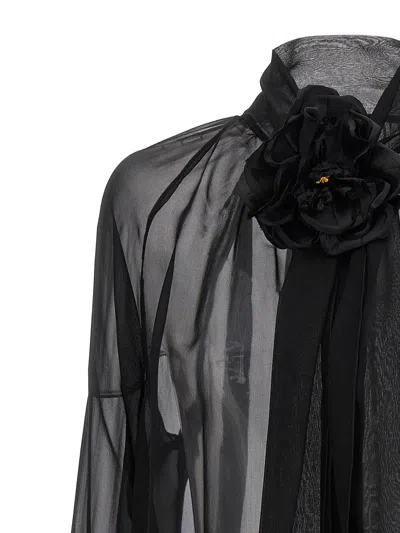 Dolce & Gabbana Rose Chiffon Shirt Shirt And Blouse Black In Black