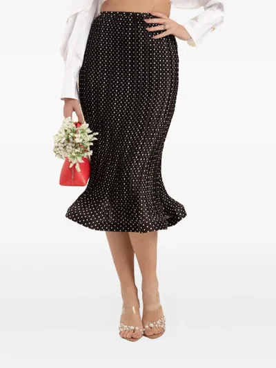 Simona Corsellini Pleated Polka-dot Midi Skirt