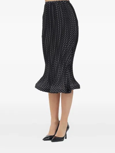 Simona Corsellini Pleated Polka-dot Midi Skirt
