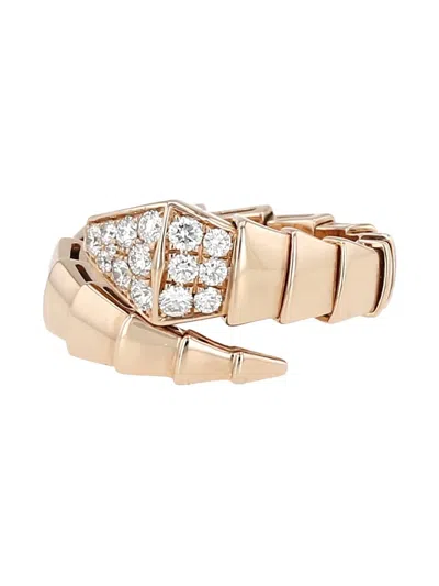 Pre-owned Bvlgari 18k Rose Gold Serpent Diamond Ring