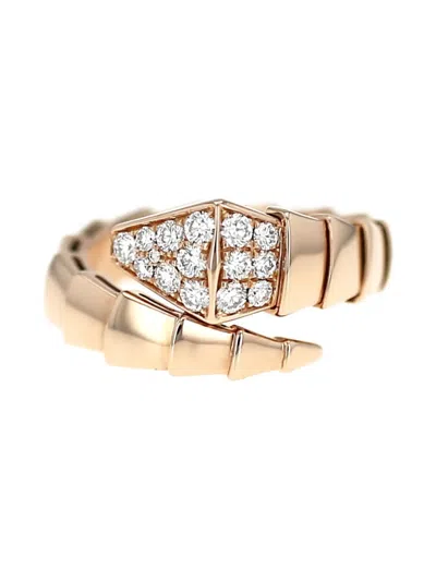 Pre-owned Bvlgari 18k Rose Gold Serpent Diamond Ring