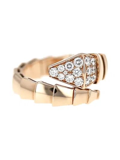 Pre-owned Bvlgari 18k Rose Gold Serpent Diamond Ring