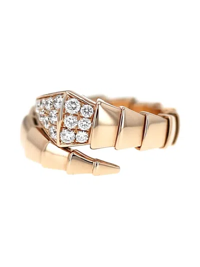 Pre-owned Bvlgari 18k Rose Gold Serpent Diamond Ring