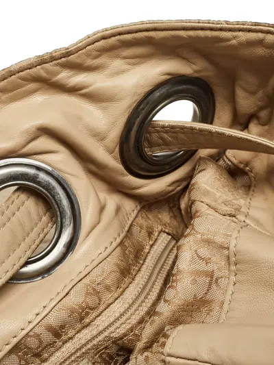 Pre-owned Dior Cannage Drawstring Shoulder Bag In Gold