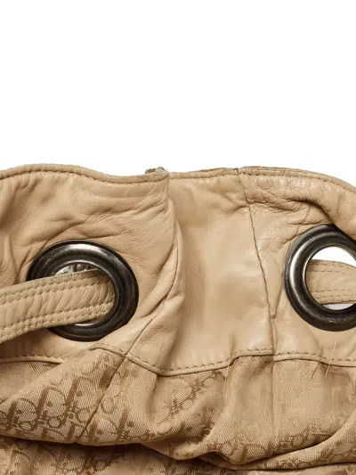 Pre-owned Dior Cannage Drawstring Shoulder Bag In Gold