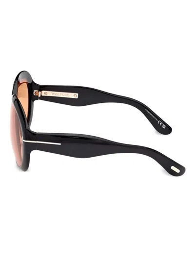 Tom Ford Shiny Black Frame Sunglasses In Multi