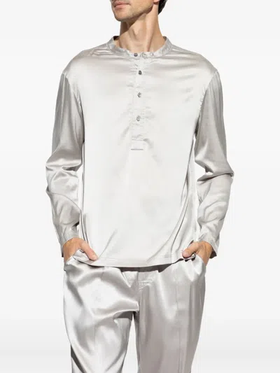 Tom Ford Silk-blend Pajama Shirt In White