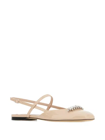 Jimmy Choo Crystal-embellished Ballet Flats In Neutral