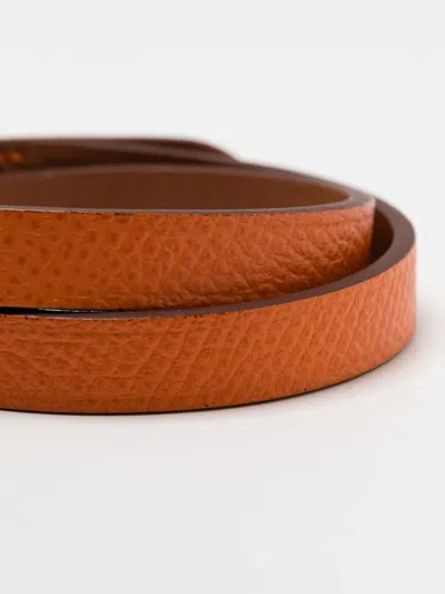 Pre-owned Hermes 2005 Leather Behapi Double Tour Bracelet